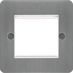 WFP2EUBSW Euro Style Plate 2 Module  Brushed Steel White Insert