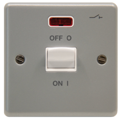 WPDP50NB 50A Double Pole Switch 1 Gang with LED Indicator & Back Box without Knockouts