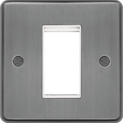 WRP1EUBSW Euro Style Plate 1 Module  Brushed Steel White Insert