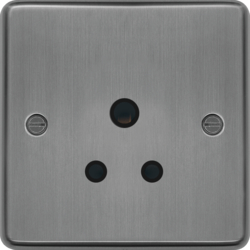 WRS51BSB 5A 1 Gang Unswitched Socket Brushed Steel Black Insert