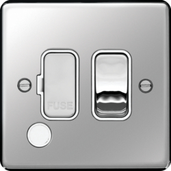 WRSSU83FOPSW 13A  FCU Switched with Flex Outlet Polished Steel White Insert