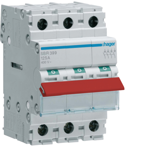 SBR340 3-pole,  40A Modular Switch with Red Toggle