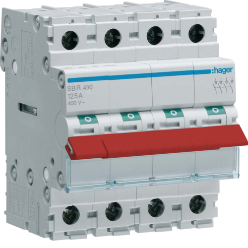 SBR490 4-pole,  100A Modular Switch with Red Toggle