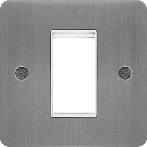 WFP1EUBSW Euro Style Plate 1 Module  Brushed Steel White Insert