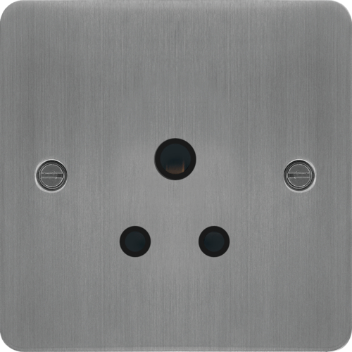 WFS51BSB 5A 1 Gang Unswitched Socket Brushed Steel Black Insert
