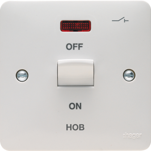 WMDP50N/HB 50A Double Pole Switch 1 Gang with LED Indicator Marked HOB