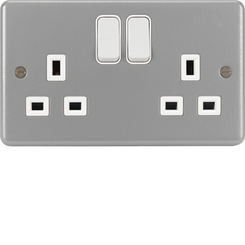 WPSS82BKO 2 Gang Double Pole Switched Socket & Back Box with Knockouts
