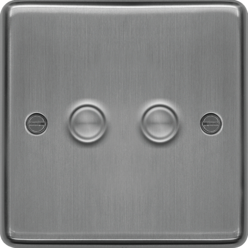 WRDS2BS 2 Gang Dimmer Switch 250W Brushed Steel