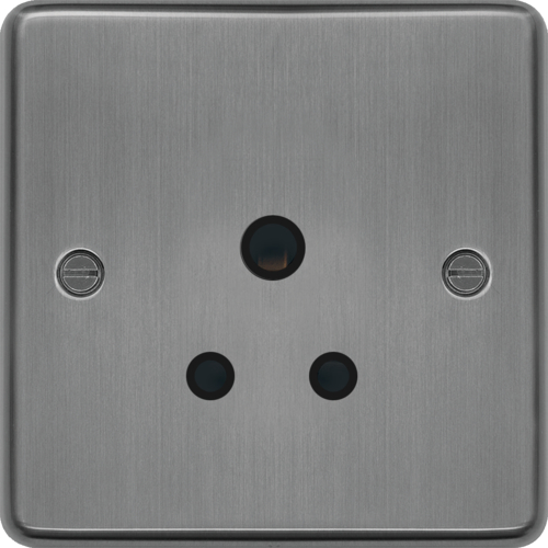 WRS51BSB 5A 1 Gang Unswitched Socket Brushed Steel Black Insert