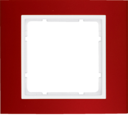 10113022 Frame 1gang,  B.3, al. red/p. white matt,  al. anodised