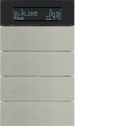 75664593 B.IQ push-b. 4gang thermostat,  display,  KNX - B.IQ,  stainl. steel metal brushed