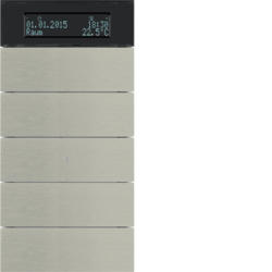 75665593 B.IQ push-b. 5gang thermostat,  display,  KNX - B.IQ,  stainl. steel metal brushed