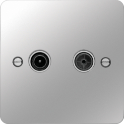 WFDXPSW TV & FM/DAB Outlet Polished Steel White Insert