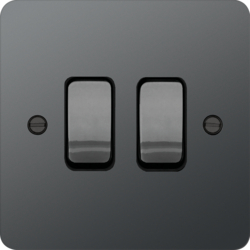 WFPS22BNB 10AX 2 Gang 2 Way Wall Switch Black Nickel Black Insert