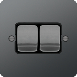 WFPS22WBNB 10AX 2 Gang 2 Way Wall Switch Wide Rocker Black Nickel Black Insert