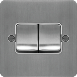 WFPS22WBSW 10AX 2 Gang 2 Way Wall Switch  Wide Rocker Brushed Steel White Insert