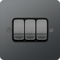 WFPS32BNB 10AX 3 Gang 2 Way Wall Switch Black Nickel Black Insert