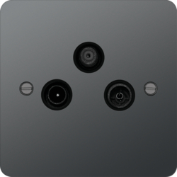 WFTXBNB Triplexer TV,  FM/DAB & Satellite Outlet Black Nickel Black Insert