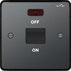 WRDP50NBNB 50A Double Pole Switch 1 Gang with LED Indicator Black Nickel Black Insert