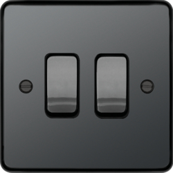 WRPS22BNB 10AX 2 Gang 2 Way Wall Switch Black Nickel Black Insert