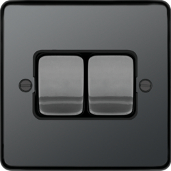 WRPS22WBNB 10AX 2 Gang 2 Way Wall Switch Wide Rocker Black Nickel Black Insert