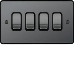 WRPS42BNB 10AX 4 Gang 2 Way Wall Switch Black Nickel Black Insert