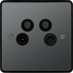 WRQXBNB Quadplexer TV,  FM/DAB,  Satellite 1 & Satellite 2 Outlet Black