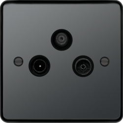 WRTXBNB Triplexer TV,  FM/DAB & Satellite Outlet Black Nickel Black Insert
