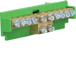 KM10E Brass terminal,  8x10mm² -2x16mm²(double drive), with mounting base,   Color: green
