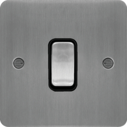 WFDP84BSB 20A Double Pole Switch Brushed Steel Black Insert
