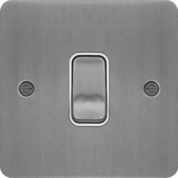 WFDP84BSW 20A Double Pole Switch Brushed Steel White Insert