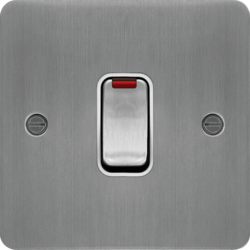 WFDP84NBSW 20A Double Pole Switch with LED Indicator Brushed Steel WH