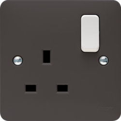 WMSS81G 1 Gang Double Pole Switched Socket with Grey Face Plate