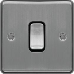 WRDP84BSB 20A Double Pole Switch Brushed Steel Black Insert