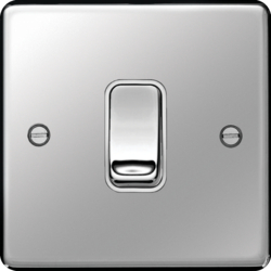 WRPS12PSW 10AX 1 Gang 2 Way Wall Switch Polished Steel White Insert