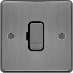 WRSU83BSB 13A FCU Unswitched Brushed Steel Black Insert
