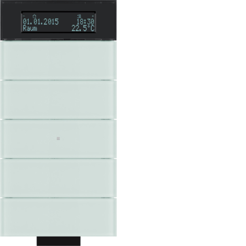 75665690 B.IQ IR Push Button with Thermostat,  5-Gang,  Glass Polar White