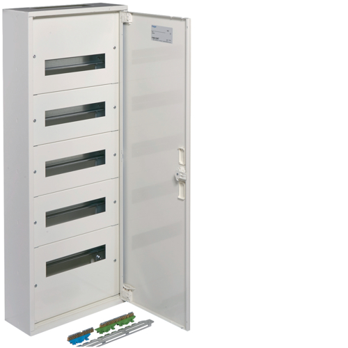 FW512WT Surface encl. FW2, IP30, class I,  with door and brass terminals,  5x12 modules