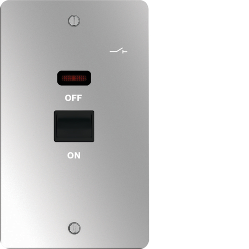 WFDP50VNPSB 50A Double Pole Switch 2 Gang with LED Indicator Polished Steel Black Insert