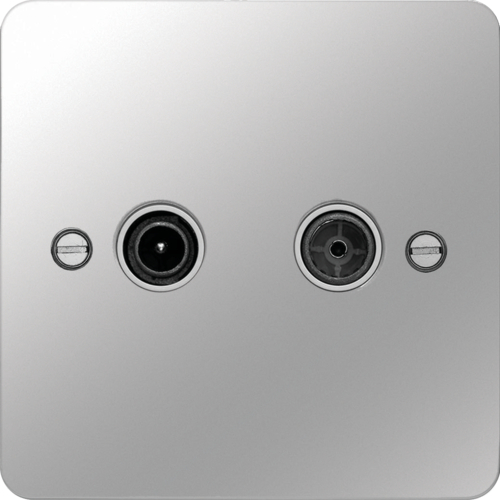 WFDXPSW TV & FM/DAB Outlet Polished Steel White Insert