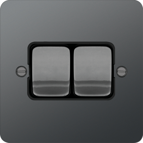 WFPS22WBNB 10AX 2 Gang 2 Way Wall Switch Wide Rocker Black Nickel Black Insert