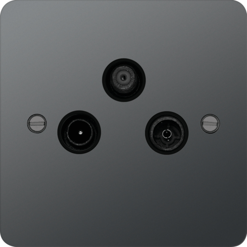 WFTXBNB Triplexer TV,  FM/DAB & Satellite Outlet Black Nickel Black Insert
