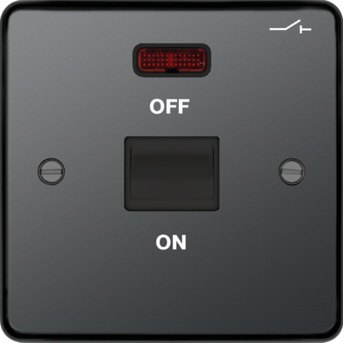 WRDP50NBNB 50A Double Pole Switch 1 Gang with LED Indicator Black Nickel Black Insert