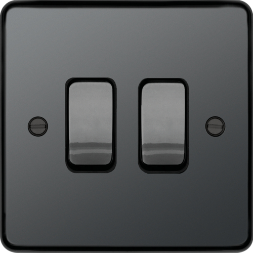 WRPS22BNB 10AX 2 Gang 2 Way Wall Switch Black Nickel Black Insert