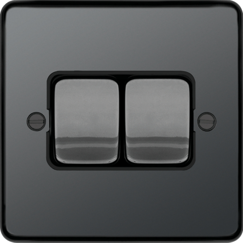 WRPS22WBNB 10AX 2 Gang 2 Way Wall Switch Wide Rocker Black Nickel Black Insert