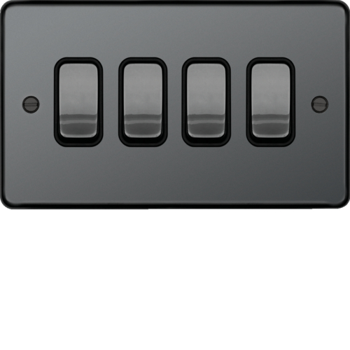 WRPS42BNB 10AX 4 Gang 2 Way Wall Switch Black Nickel Black Insert