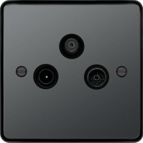 WRTXBNB Triplexer TV,  FM/DAB & Satellite Outlet Black Nickel Black Insert
