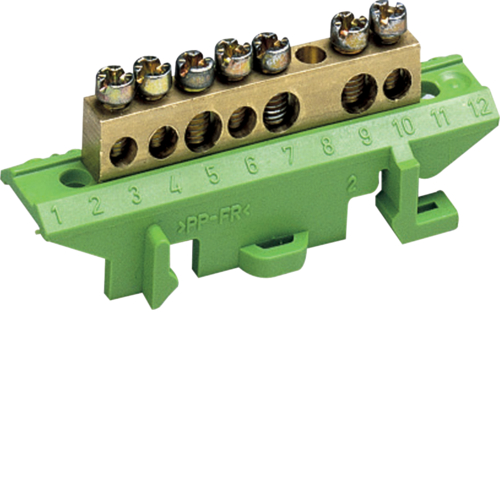 KM07E Brass terminal,  4x10mm² 3x16mm², with mounting base,  Color: green
