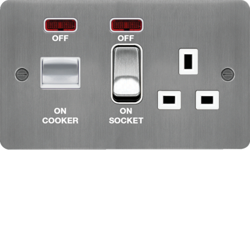 WFCC50NBSW 45A Cooker Control Unit Brushed Steel White Insert