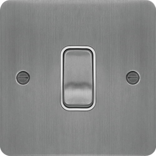 WFDP84BSW 20A Double Pole Switch Brushed Steel White Insert